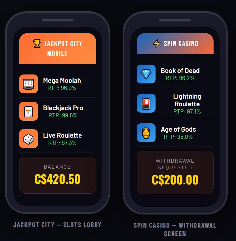 A link-style pokie feature screen with coin symbols and a player checking the rules first.